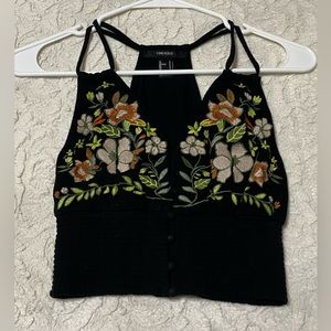 Forever 21 Small Embroidered Floral Crop Top